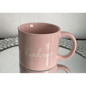 OPAL HOUSE BONJOUR ON AMOUR  Coffee Cup Mug Pink Word Kindness